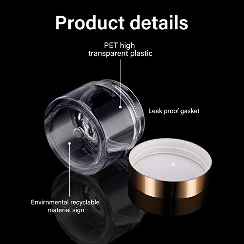 SATINIOR 24pc Clear Plastic Jars with Gold Lids - 2oz Round Storage Containers