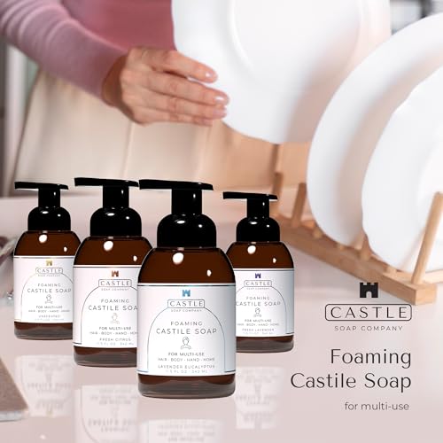 Castile Soap Liquid Unscented 11.5Oz-All Purpose Liquid Castile Soap Unscented Gentle Cleanser For Hair Body Wash Hand Wash Home Nourishing Formula Gentle on Skin For All Ages Daily Care-FoamingBottle