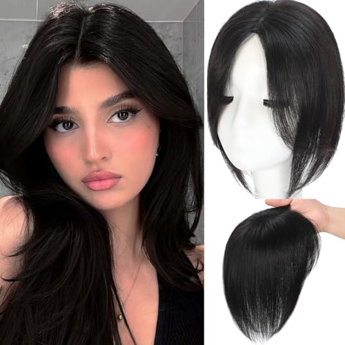 360° Human Hair Topper for Women with Clip-in Bangs - 12 Inch