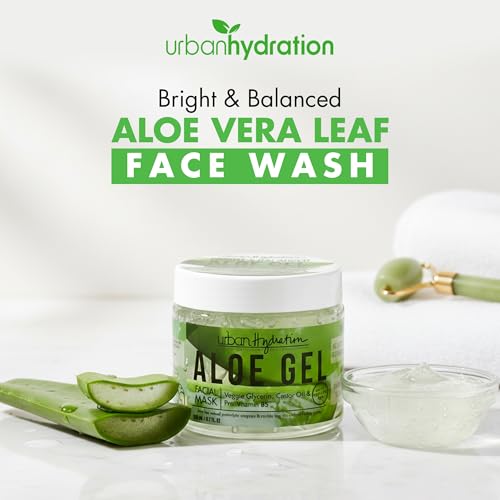 Urban Hydration Bright & Balanced Aloe Vera Leaf Facial Gel Mask | Lightweight, Removes Skin Impurities, Hydrates, Helps with Acne, Benefits For Smooth Skin, All Skin Types | 6.7 Fl Ounce