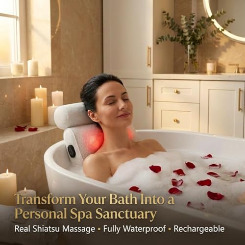 MONET Shiatsu Bath Pillow Massager - 4 Nodes, IPX8 Waterproof