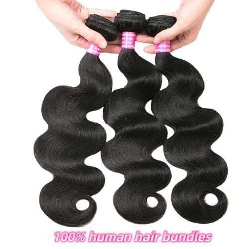 3 Brazilian Bundles Human Hair Body Wave Bundles 12a 100% Unprocessed Virgin Hair Bundle Deals Human Hair Weave Bundle Human Hair Extensions For Woman Natural Black Color 12 14 16 Inch