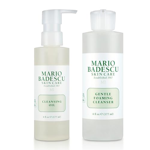 Mario Badescu Double Cleansing Skincare Bundle ? Cleansing Oil & Gentle Foaming Cleanser Face Wash for All Skin Types ? Lightweight Oil Makeup Remover & Deep Facial Cleanser
