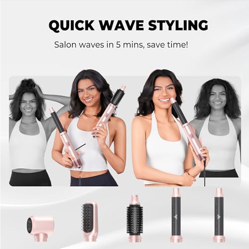 5-in-1 Hot Air Brush Dryer Set with Curlers & Straighteners