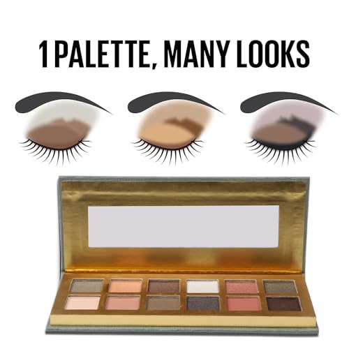 12 Colors Naked Eyeshadow Makeup Palette Matte & Pearlescent Make Up Pallet with Mirror Highly Pigmented Long Lasting Waterproof Travel Size Gift Kit