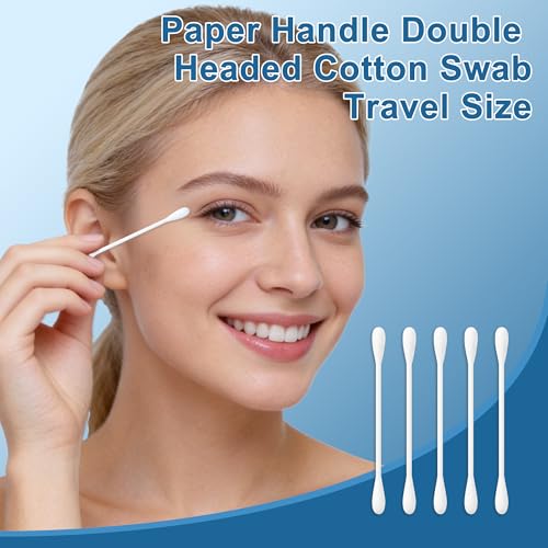 Kocpudu Bulk Cotton Swabs Pack of 200 with Double Headed Paper Handles