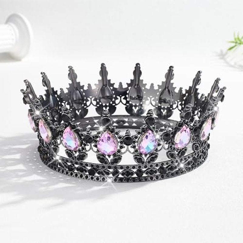 Black Moonlight Purple Rhinestone Wedding Crown for Women