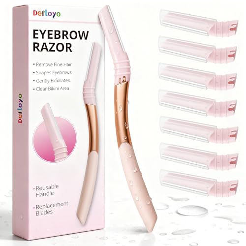 Eyebrow Razor Face Razor Dermaplaning Tool with 7 Blades & Silicone Cap
