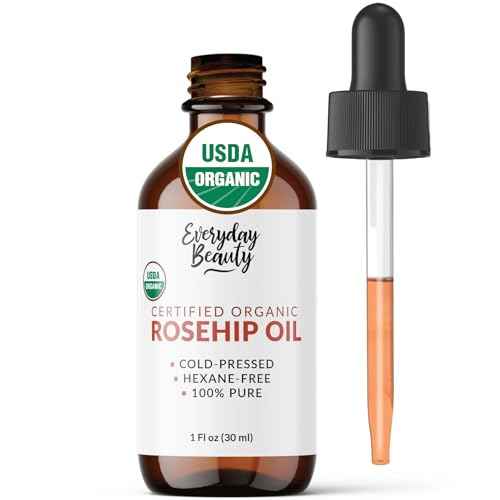 Organic Rosehip Seed Oil | 100% Pure, Cold-Pressed, Unrefined | USDA Certified Organic | Amber Glass Bottle with Glass Dropper | For Face, Skin & Hair - 1 Fl Oz