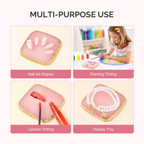 MelodySusie Pink Square Resin Nail Art Palette - Color Mixing Board Without Spatula