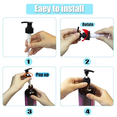 32 oz Castor Oil Bottle Pump Dispenser - 2 Pack, Black