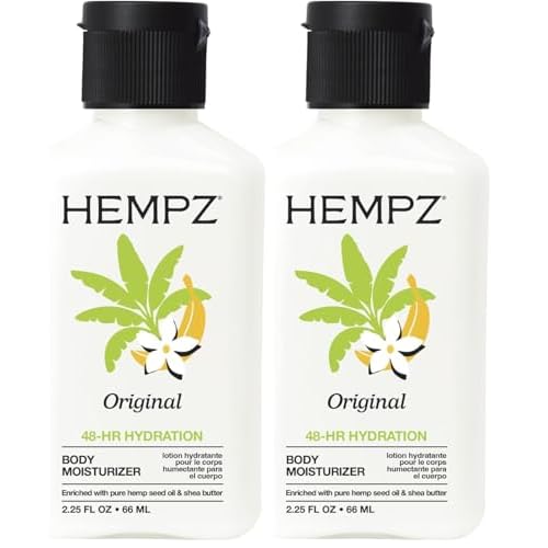 Hempz Body Lotion - Floral & Banana Daily Moisturizing Cream,Shea Butter Hand and Body Moisturizer - Hemp Lotion - Skin Care Products,Hemp Seed Oil - Mini,2.25 oz.,(Pack of 2)