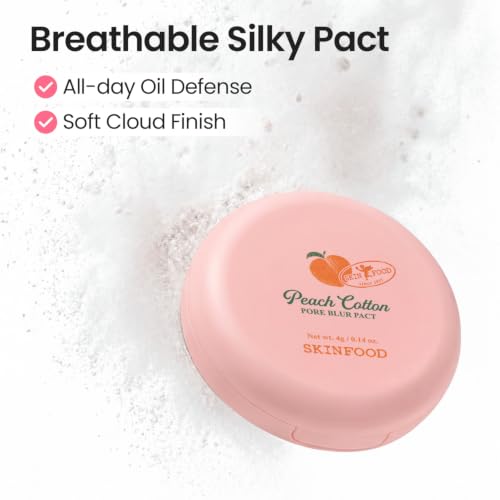 SKINFOOD Peach Cotton Pore Blur Pact - Oily Skin Powder