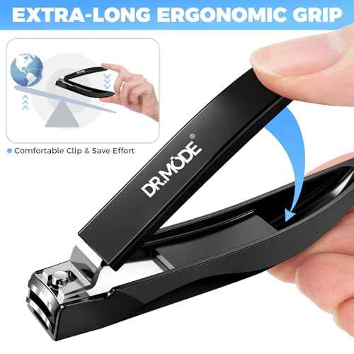 DRMODE Nail Clippers for Men with Catcher, Anti Splash Self-Collecting Finger Nail Clippers Adult with Ergonomics Long Handle, Heavy Duty Mess Free Toenail Clippers Nail Cutter Unique Gifts for Women
