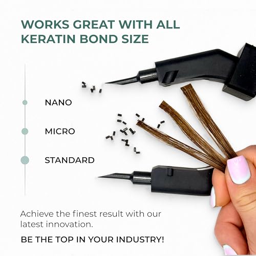Professional Keratin Fusion Tool for Hair Extensions ? Slim Long Heating Plates, Adjustable Temperature, Rapid Heat-UP, Seamless Fusion, Root Access, Salon-Quality Keratin Glue Gun (Black)