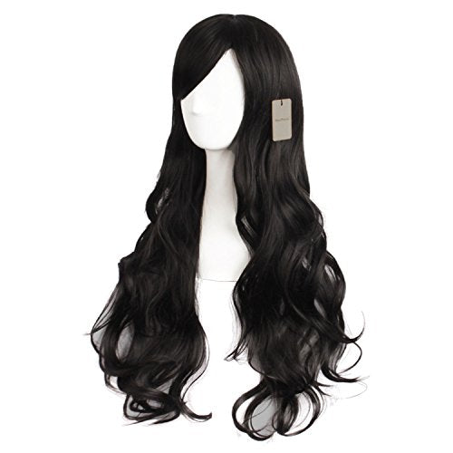 MapofBeauty 28 Inch/70 cm Charming Women's Long Curly Full Hair Wig (Black)