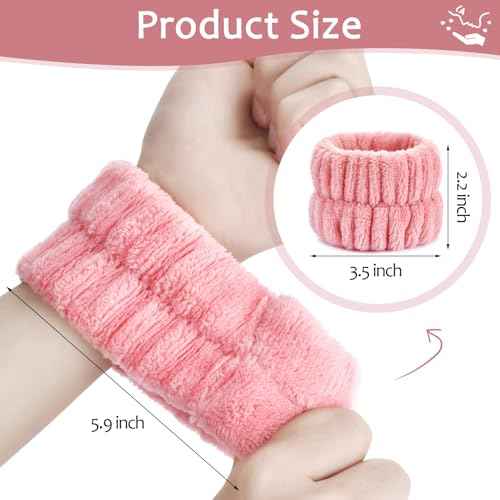 6pcs Wrist Bands for Washing Face, Absorbent Face Wash Wristbands, Arm Water Guards, Microfiber Spa Wash Band for Girls Prevent Water from Spilling Down Your Arms