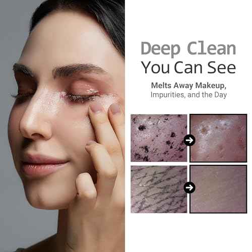 Kaamos Black Salt Warm Steam Cleansing Gel Balm - Korean Skin Cleanser w/Charcoal & Himalayan Pink Salt - Makeup Melting Cleansing Balm to Clear Pores & Lift Impurities (3.52 oz)