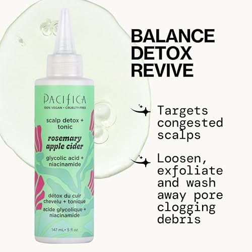 Pacifica Scalp Detox Tonic ? Scalp Exfoliator with Glycolic & Salicylic Acid for Clarifying Build Up & Purifying ? Infused with Rosemary to Support an Itchy, Dry Head ? Vegan & Cruelty-Free ? 5 oz