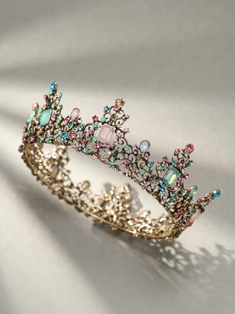SWEETV Baroque Queen Crown Tiara for Women - Wedding & Prom Accessory