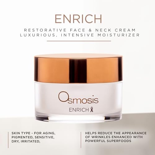 OSMOSIS ENRICH Smoothing Face & Neck Intensive Night Repair Cream Moisturizer with Chirata and Fruit Oils, 1 Oz