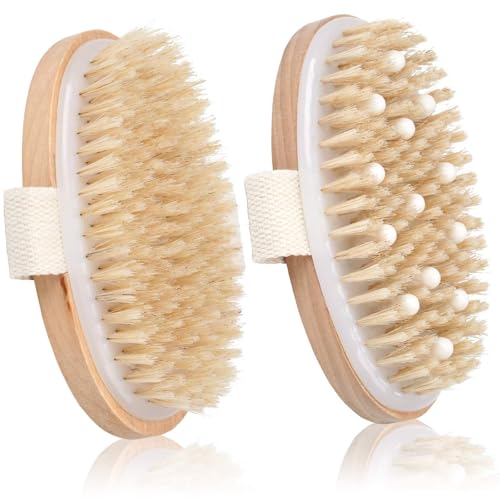 2 Pack Dry Brushing Body Brush with Natural Bristles