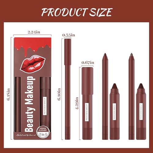 DAGEDA 3-Piece Matte Lip Liner & Lipstick Set, Waterproof