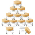 12 Pack Mini 5g Glass Jars with Wood Grain Lids for Lip Balm & DIY Cosmetics