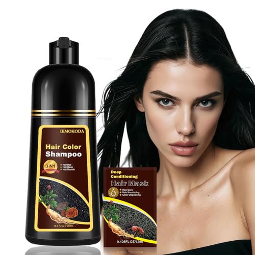 Black Hair Dye Shampoo for Gray Coverage - 3-in-1 Formula, 16.90 Fl Oz