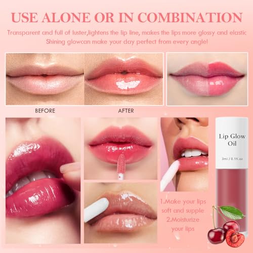 Hydrating Lip Glow Oil - Plumping Lip Gloss, Non-Stick, Fruit Flavored