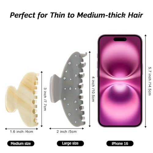 MAORULU 3-Inch Medium Acetate Hair Claw Clip for Women