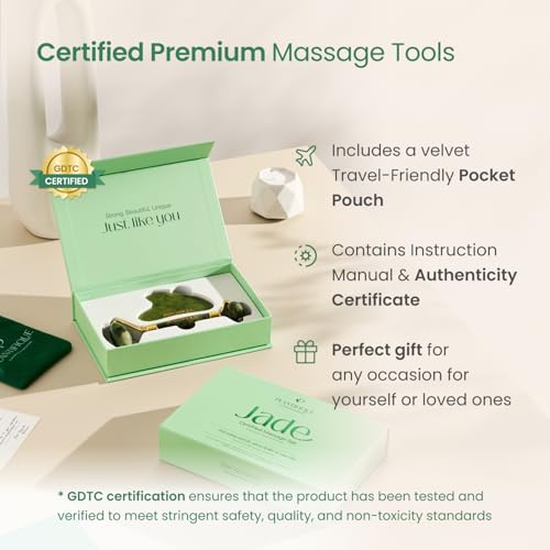 Jade Roller & Gua Sha Facial Tool Set for Face Sculpting