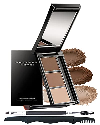 3-Color Eyebrow Powder Palette Kit with Brush & Mirror
