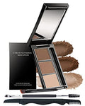 3-Color Eyebrow Powder Palette Kit with Brush & Mirror