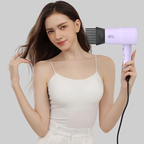 AINA Hair Dryer with Diffuser & Comb, 1600W, 2 Heat Settings