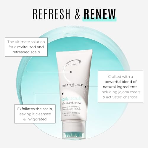 Malibu C Head Lab Scalp Scrub - Gentle Exfoliator with Charcoal & Jojoba, Vegan Hair Care (6 oz)