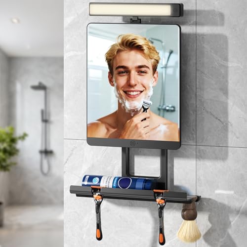 ENVTEK Heated Fogless Shower Mirror with Dimmable Lights & Razor Holder
