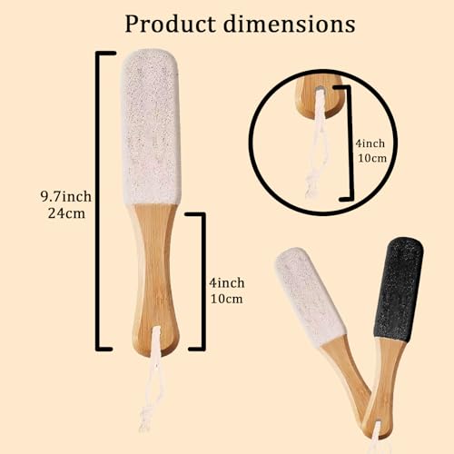 2-Pack Pumice Stone Foot File with Natural Bamboo Handle - Callus Remover