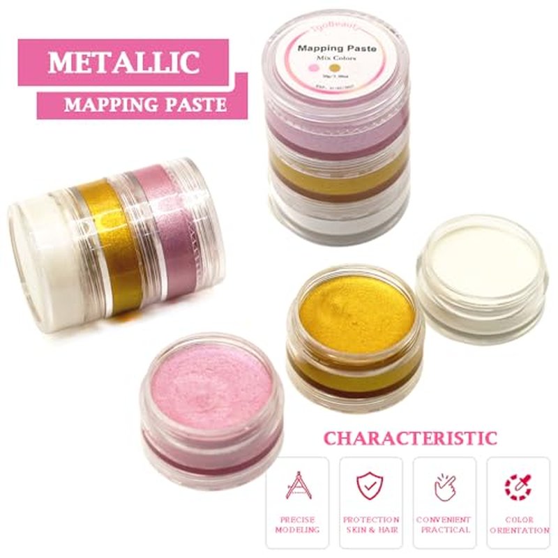 30g Metallic Brow Mapping Paste Set - White, Pink, Golden