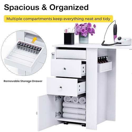 Foldable Manicure Table with Dust Collector & LED Lamp