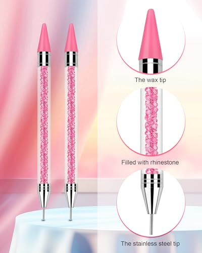 Difenni Dual-Head Rhinestone Picker Pen Set with Wax Tips & Tweezers