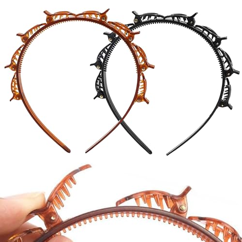 2-Piece Clip Headband Set for Easy DIY Hairstyles - Black & Brown