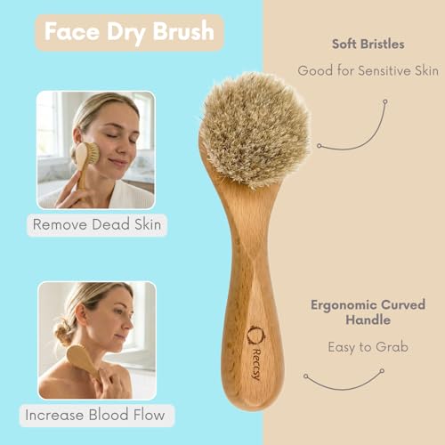 4pcs Dry Brushing Body Brush Set for Lymphatic Drainage-Natural Bristle Dry Skin Brush +Facial Dry Brush for Face+Dry Skin Exfoliating Scrubber+Wood Therapy Massage Tool. Gua Sha, Anti-Cellulite.
