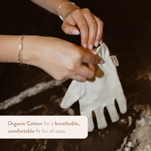 PAUME Organic Cotton Overnight Hydration Gloves for Dry Hands (1 Pair)