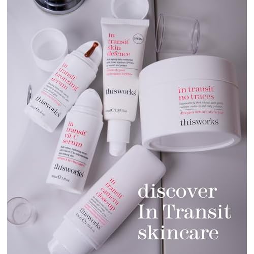 This Works - In Transit No Traces Cleansing Pads, Rosewater & Mint Infused Facial Wipes, Gentle Make-Up Remover (80 pads)