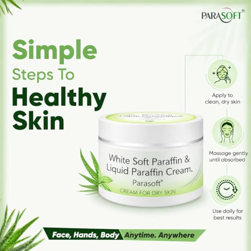 Parasoft Moisturizing Cream with White Soft Paraffin & Liquid Paraffin (100 g / 3.52 oz) Nourishing Daily Hydration Cream for Dry Skin