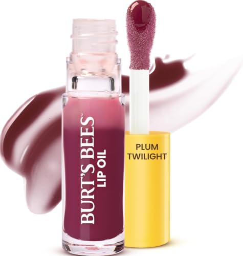 Burt's Bees Plum Twilight Lip Oil – Instant Hydration, High Shine, Non-Sticky (0.15 oz)