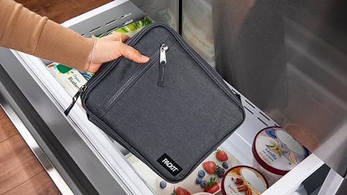 PackIt Freezable Classic Lunch Box, City Charcoal, Built with EcoFreeze® Technology, Collapsible, Reusable, Zip Closure With Front Pocket and Buckle Handle, For Work Lunch