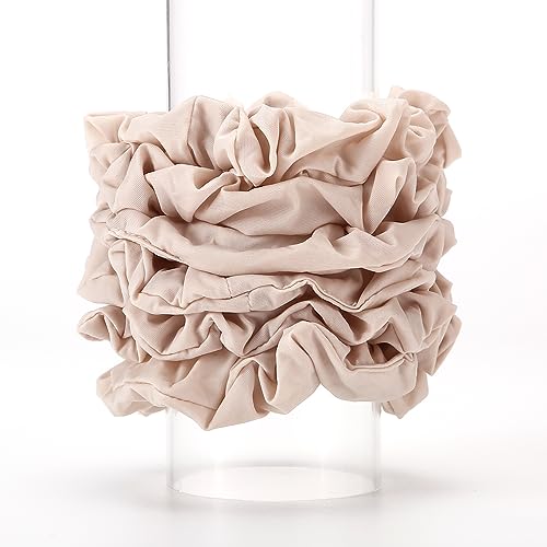 LONEEDY Satin Hair Scrunchies, 6 PCS Large Soft Scrunchies for Women and Girls, No-Hurt Elastic Hair Bands (Beige)