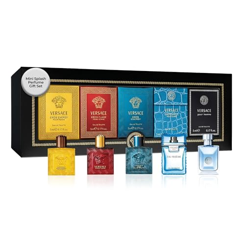 Versace Mini Cologne Gift Set for Men - 5-Piece Fragrance Sampler (0.17 oz)